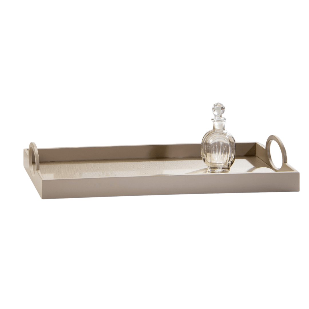 Bandeja Decorativa Retangular de Madeira e Vidro Paola 45cm - Ela Decora