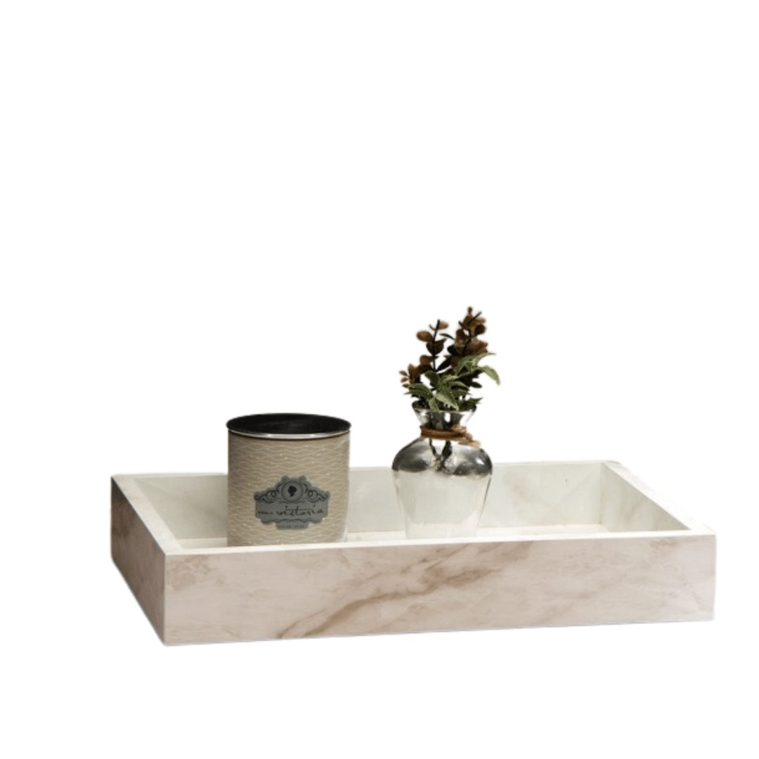 Bandeja Decorativa Retangular de Madeira Siena 35cm - Ela Decora