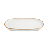 Bandeja em Cerâmica Branca com Borda Dourada 22,5cm - Ela Decora