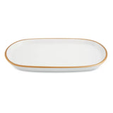 Bandeja em Cerâmica Branca com Borda Dourada 26,5cm - Ela Decora