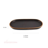 Bandeja em Cerâmica Preta com Borda Dourada 26,5cm - Ela Decora