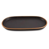 Bandeja em Cerâmica Preta com Borda Dourada 26,5cm - Ela Decora