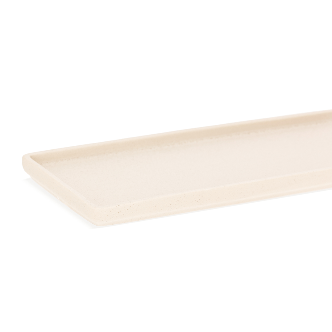 Bandeja em Cerâmica Retangular Branca 33cm - Ela Decora