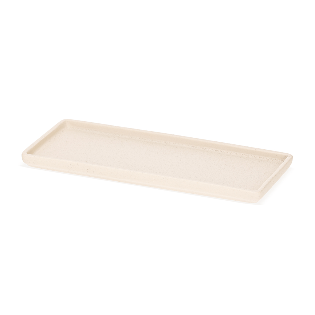 Bandeja em Cerâmica Retangular Branca 33cm - Ela Decora