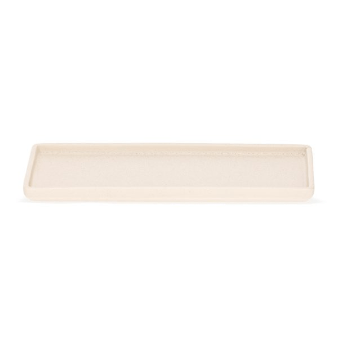 Bandeja em Cerâmica Retangular Branca 33cm - Ela Decora