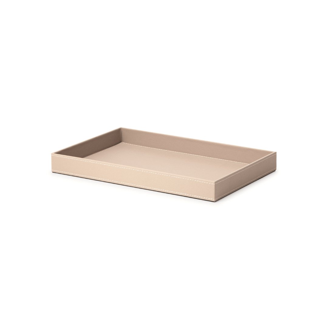 Bandeja em MDF com Revestimento em PU Bege 38cm - Ela Decora
