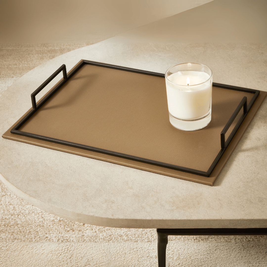Bandeja em MDF com Revestimento em PU com Alças 46,5cm - Ela Decora