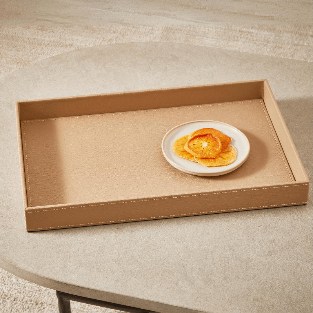 Bandeja em MDF com Revestimento em PU Marrom 49cm Mart - Ela Decora