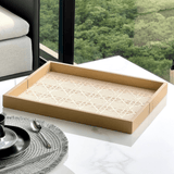 Bandeja em MDF e PU Marrom 40cm - Ela Decora