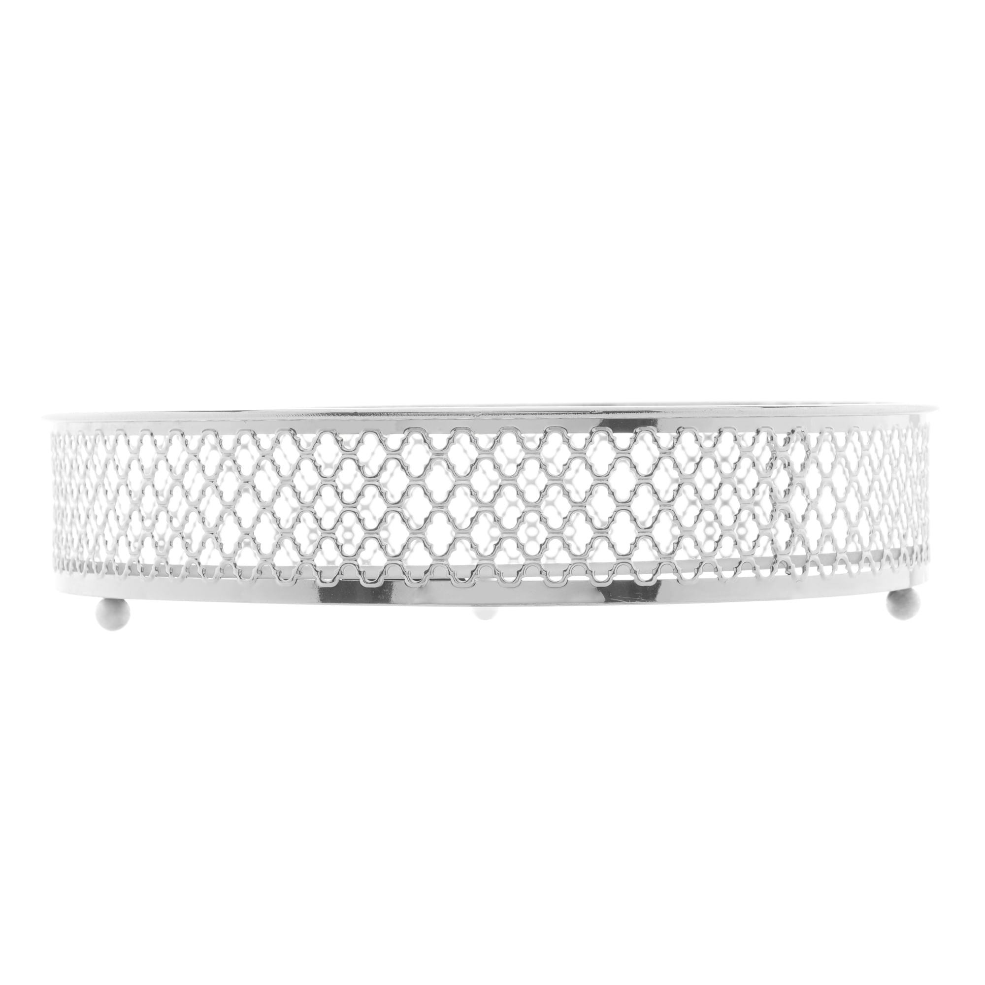Bandeja em Metal com Espelho Barcelona Cromado 20cm - Ela Decora