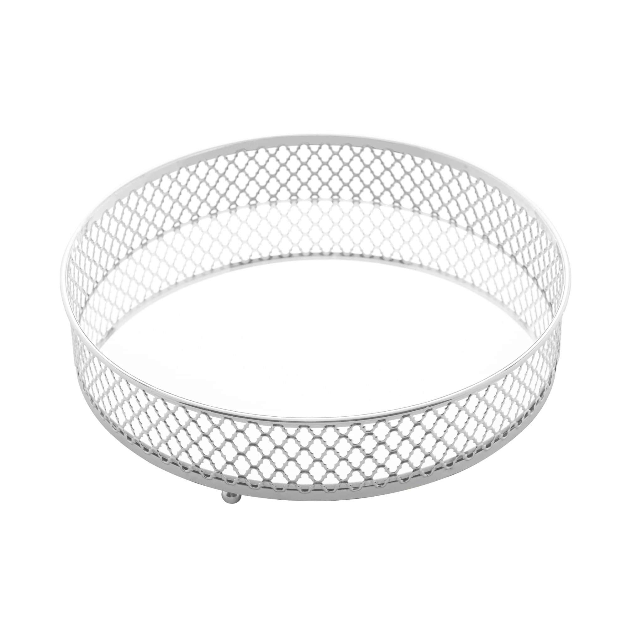 Bandeja em Metal com Espelho Barcelona Cromado 20cm - Ela Decora