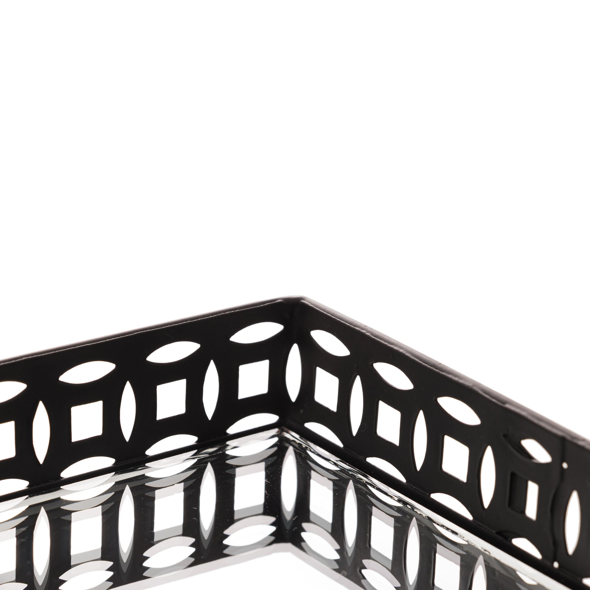 Bandeja em Metal com Espelho Singapura Preto 21cm - Ela Decora
