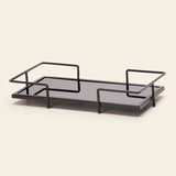 Bandeja em Metal com Vidro Preto 29cm - Ela Decora