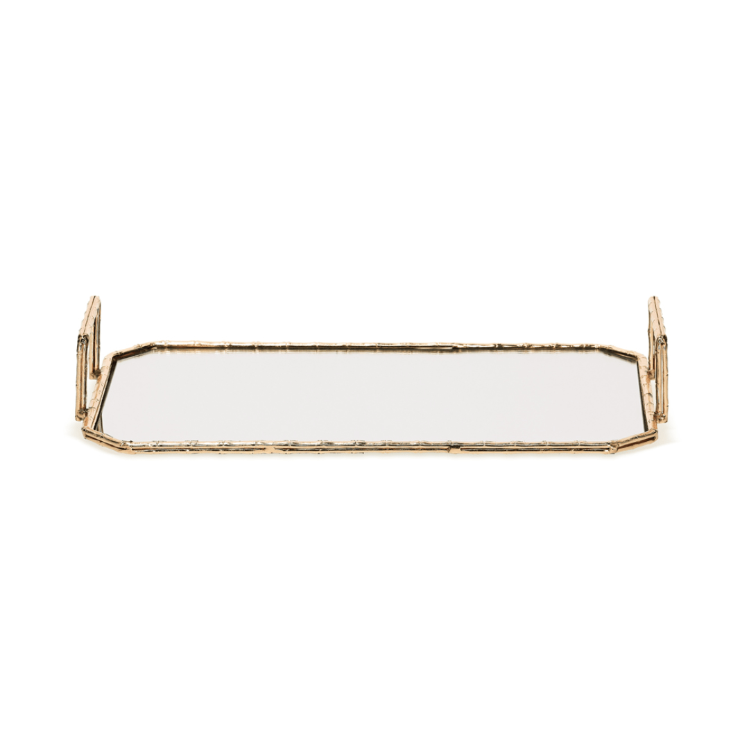 Bandeja em Metal Dourada com Espelho P 39,5cm - Ela Decora