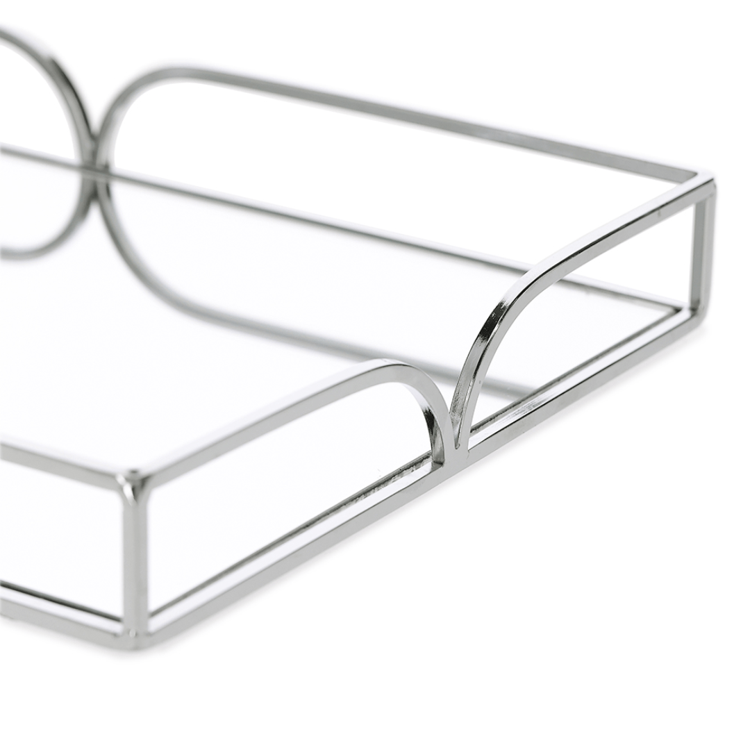 Bandeja em Metal Espelhada Cromada G 35cm - Ela Decora