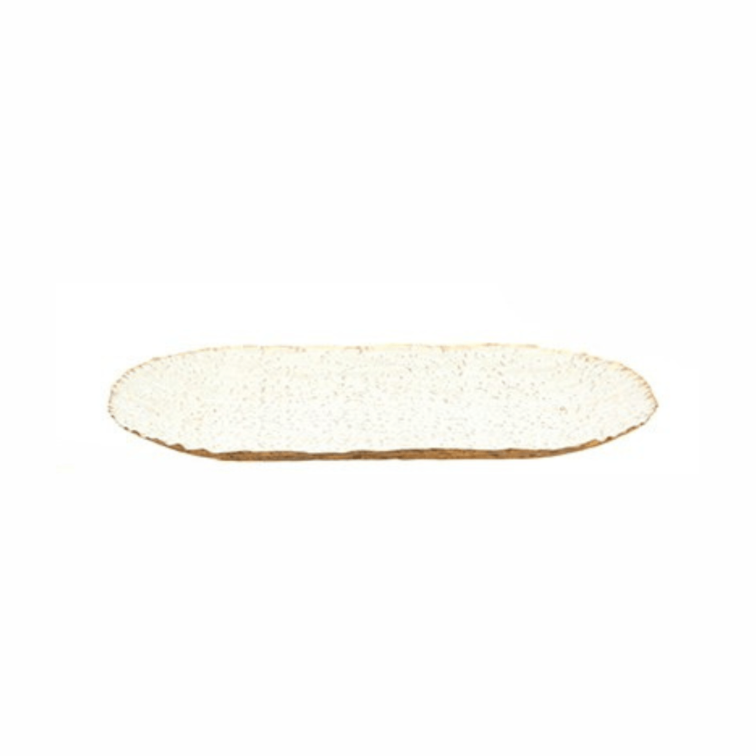 Bandeja em Metal Oval Off White 26cm P - Ela Decora