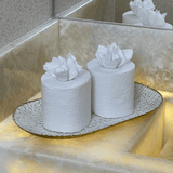 Bandeja em Metal Oval Off White 35cm M - Ela Decora