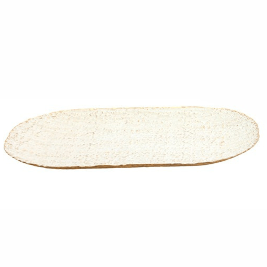 Bandeja em Metal Oval Off White 43cm G - Ela Decora