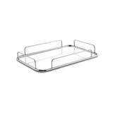 Bandeja em Metal Prata Com Espelho e Alça - 25,5 x 38,5 cm - Ela Decora