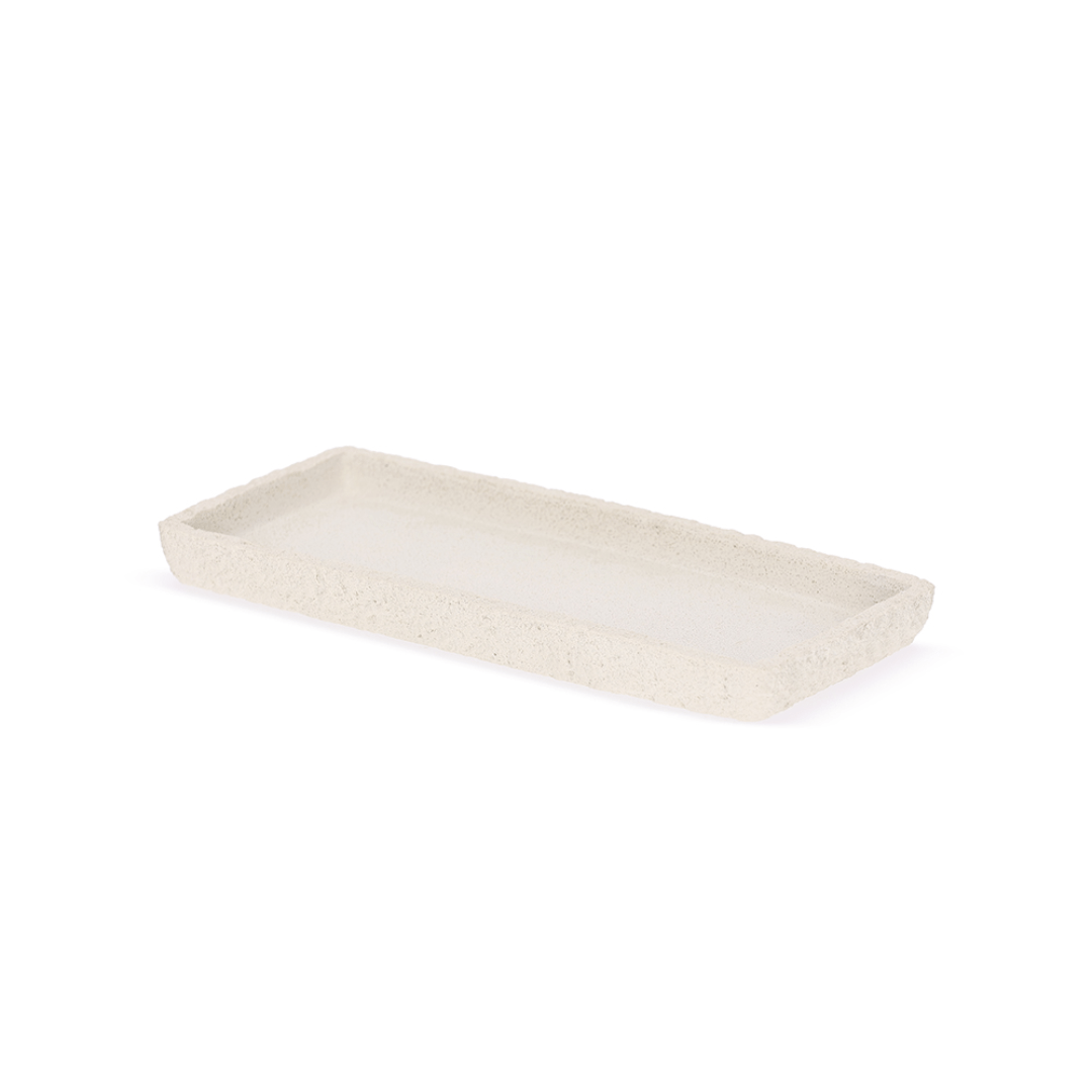 Bandeja em Polirresina Retangular Branca 24,5cm - Ela Decora