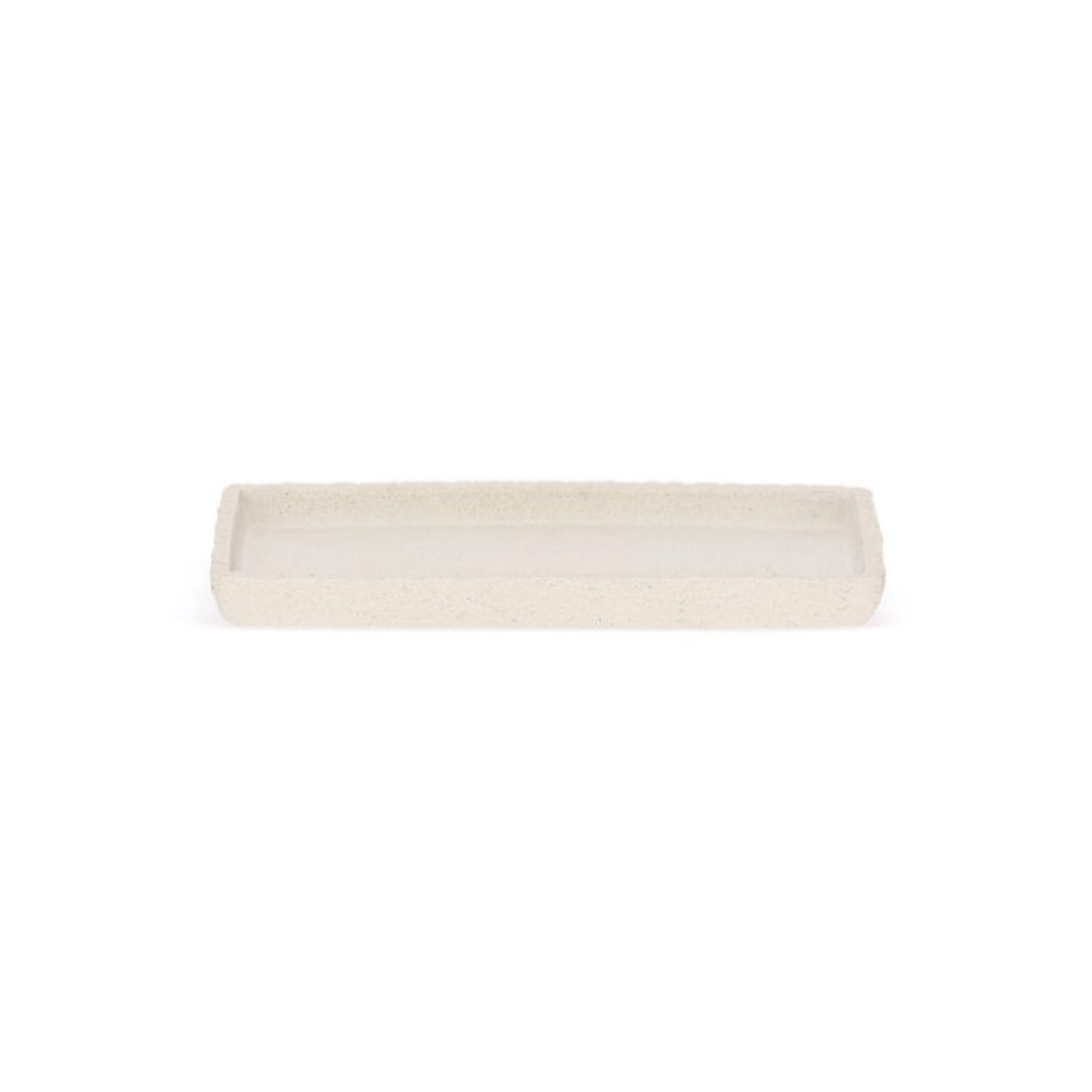 Bandeja em Polirresina Retangular Branca 24,5cm - Ela Decora