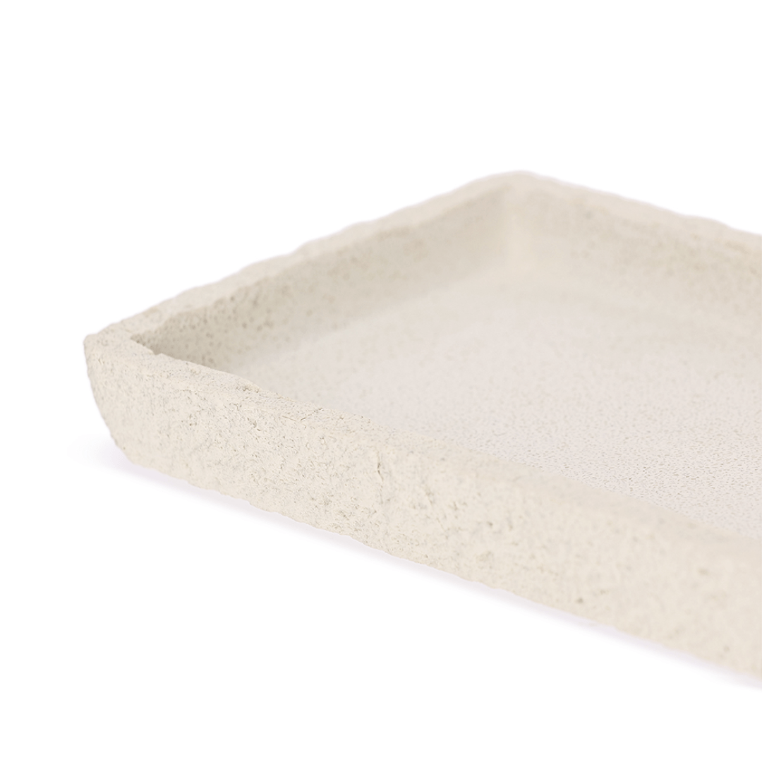 Bandeja em Polirresina Retangular Branca 24,5cm - Ela Decora
