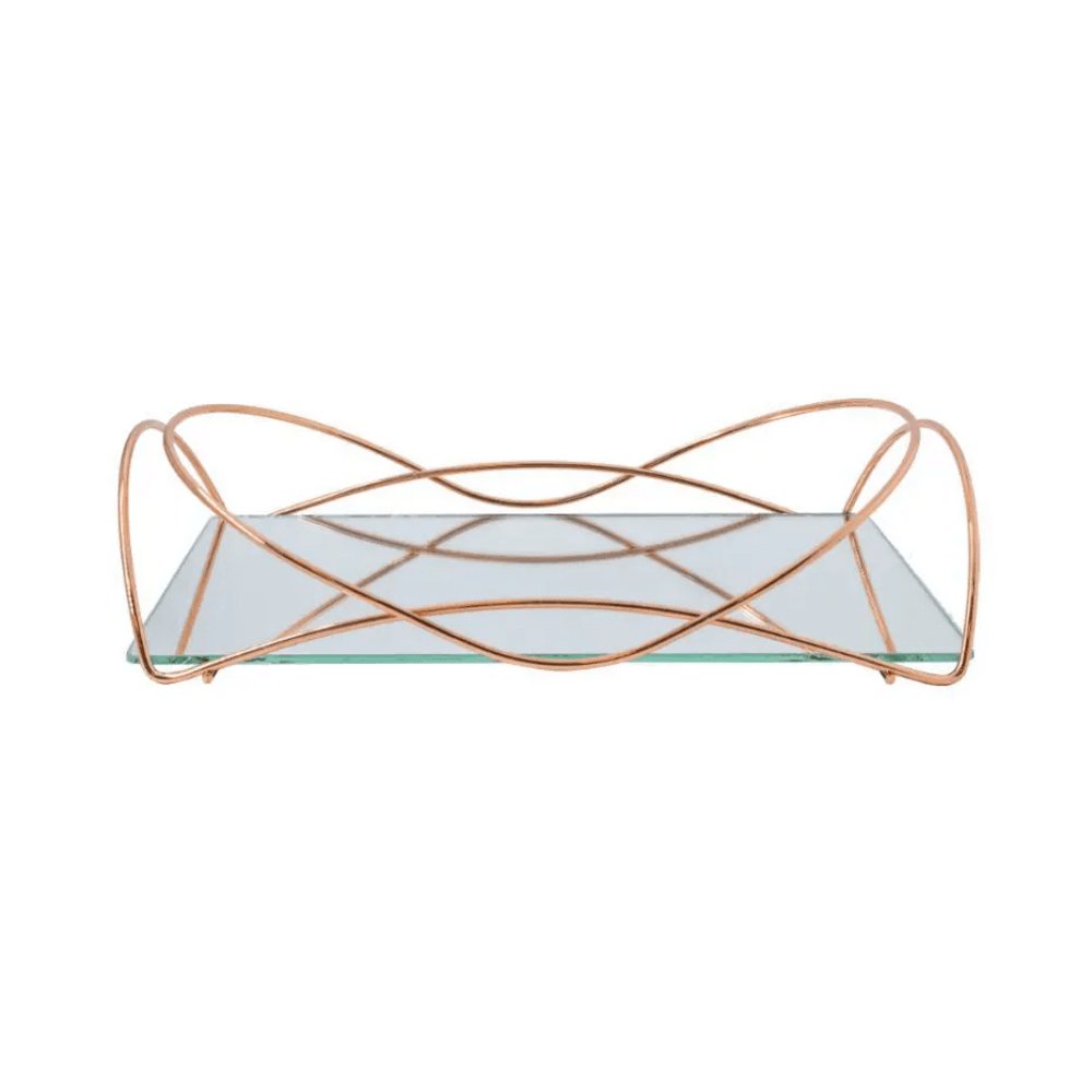 Bandeja Espelhada Isabela Rose Gold - 10 x 20 cm - Ela Decora
