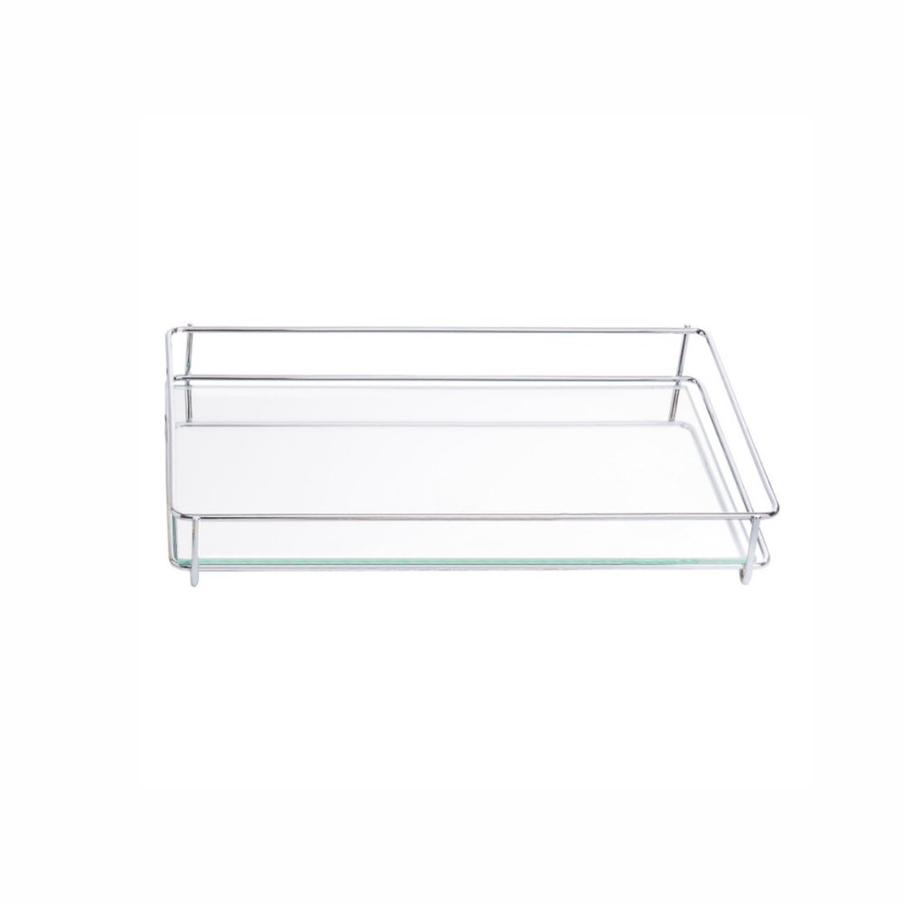 Bandeja Fence Com Espelho Prata Cromado - 10 x 20 cm - Ela Decora