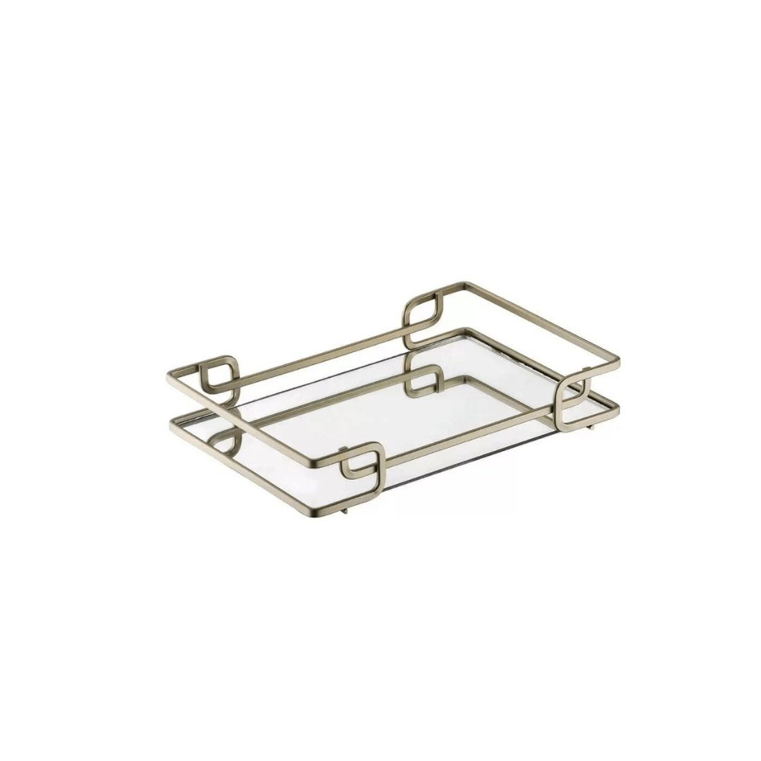 Bandeja Luana com Espelho Champagne 20cm x 10cm - Ela Decora