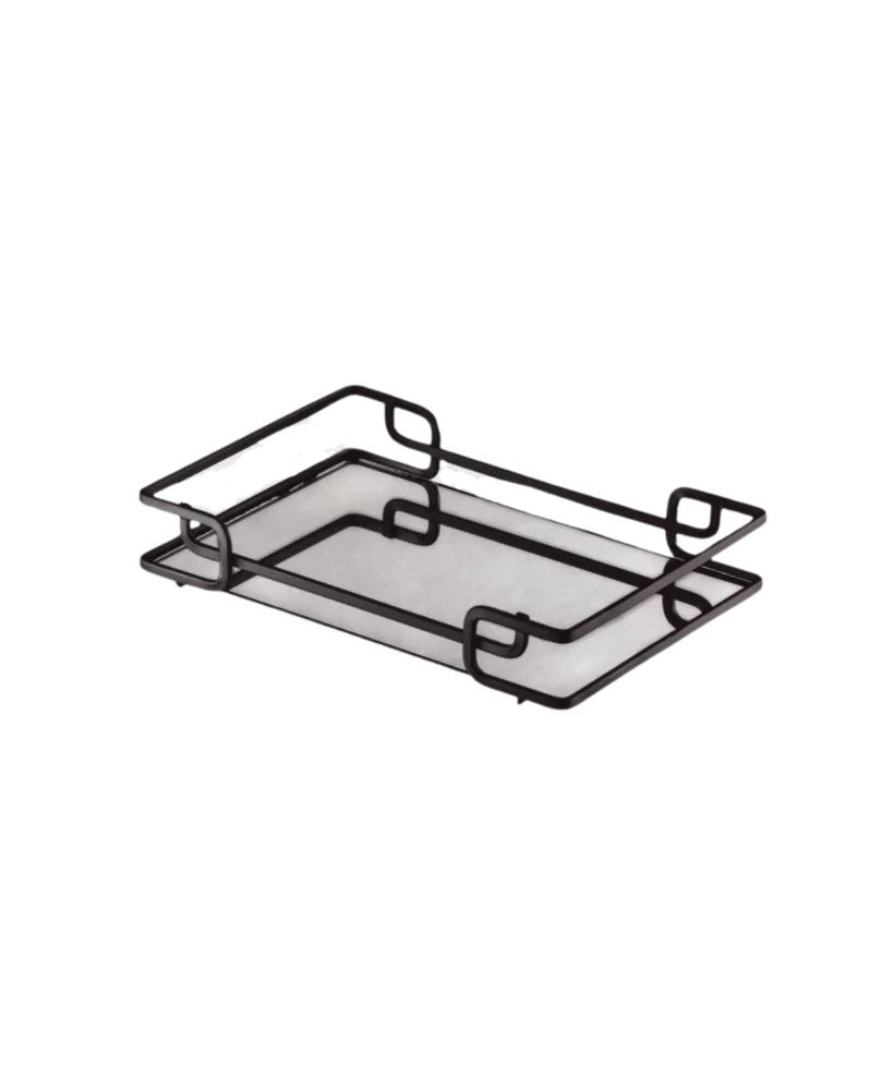 Bandeja Luana com Espelho Preta 30cm x 20cm - Ela Decora