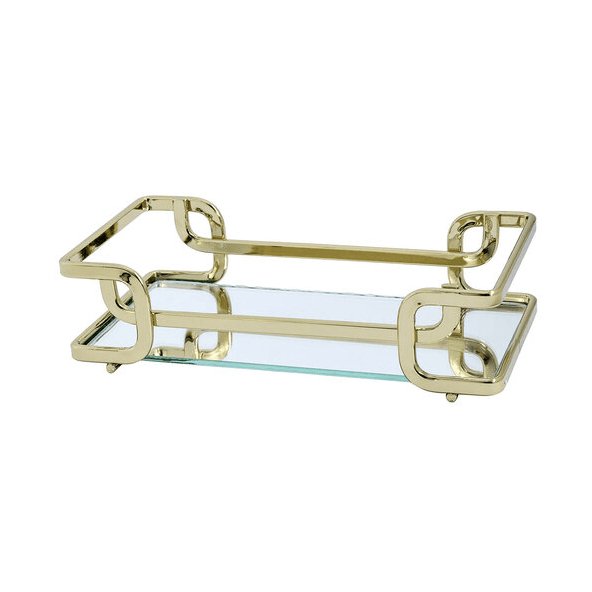 Bandeja Luana Dourada 57cm x 37cm - Ela Decora