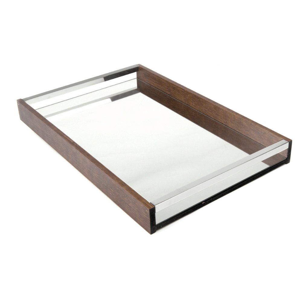 Bandeja Madeira Com Espelho Naturals 45 x 30 cm - Ela Decora