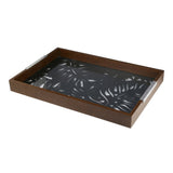 Bandeja Madeira Com Vidro Adam Preta 47 x 32 cm - Ela Decora