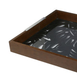 Bandeja Madeira Com Vidro Adam Preta 47 x 32 cm - Ela Decora