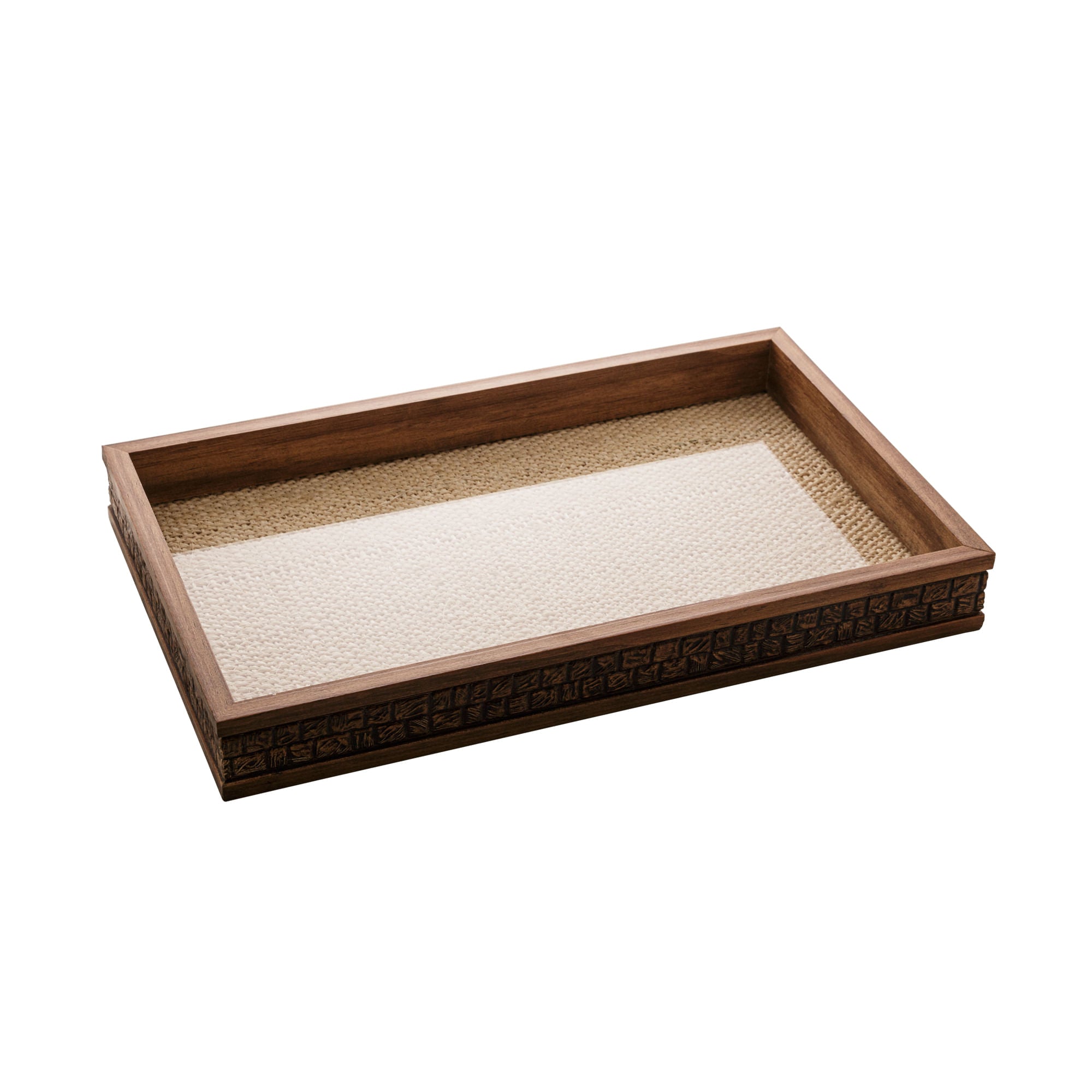 Bandeja Madeira Coquinho com Sisal Natural 38cm - Ela Decora