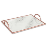 Bandeja Marmore Rose Gold Em Metal G 7 x 43 x 32 cm - Ela Decora