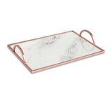 Bandeja Marmore Rose Gold Em Metal M 6,5 x 38 x 28 cm - Ela Decora