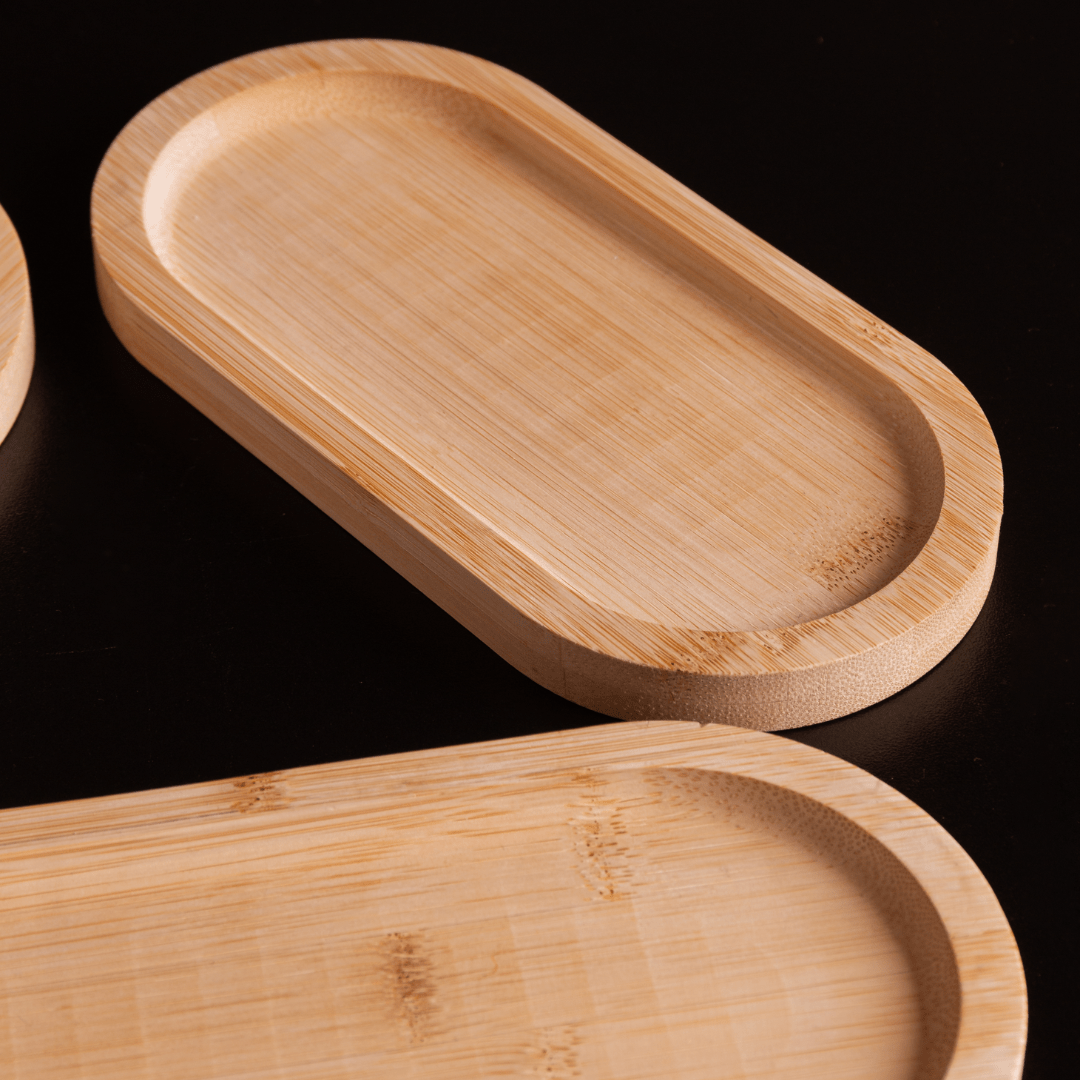 Bandeja Oval de Bambu Nature 28cm - Ela Decora