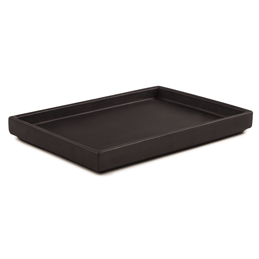 Bandeja Preta Luxo em Cimento - 4 x 34 x 24 cm - Ela Decora