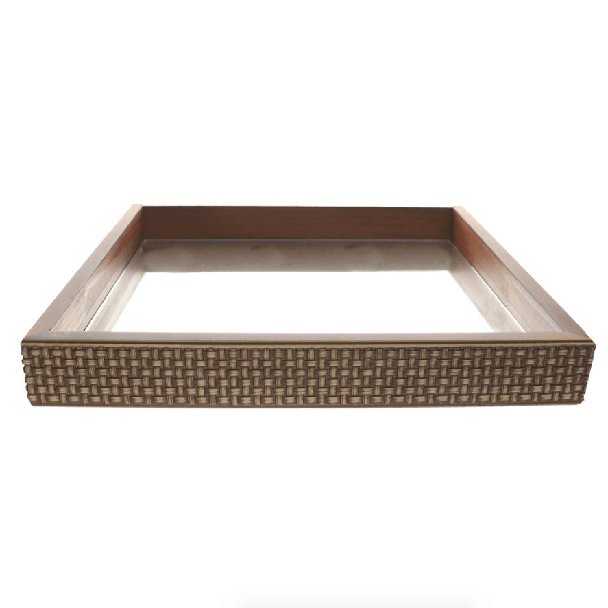Bandeja Quadrada de Madeira Espelhado Marrom 36cm x 5cm - Ela Decora