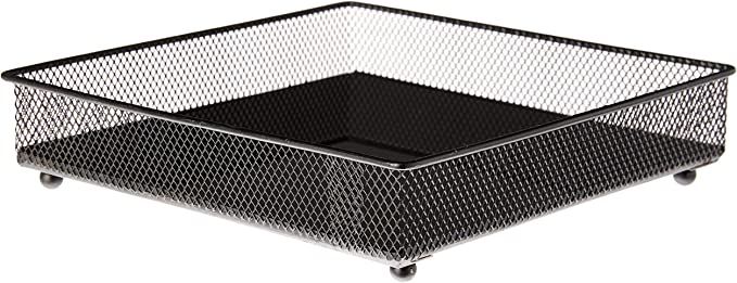 Bandeja Quadrada de Metal com Espelho Preta 17cm Mart - Ela Decora