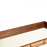 Bandeja Quadrada em Madeira Estilo Bambu Espelhado Marrom 36cm x 4,5cm - Ela Decora