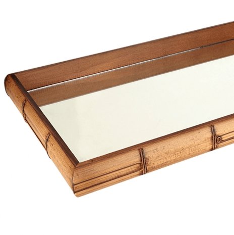 Bandeja Quadrada em Madeira Estilo Bambu Espelhado Marrom 36cm x 4,5cm - Ela Decora