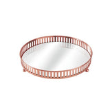 Bandeja Redonda em Metal com Espelho Rose Gold 17,5cm - Ela Decora