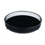 Bandeja Redonda Preta em Metal com Espelho Preto - 20,5 cm - Ela Decora