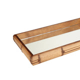 Bandeja Retangular de Madeira Bambu com Espelho - 46 cm - Ela Decora