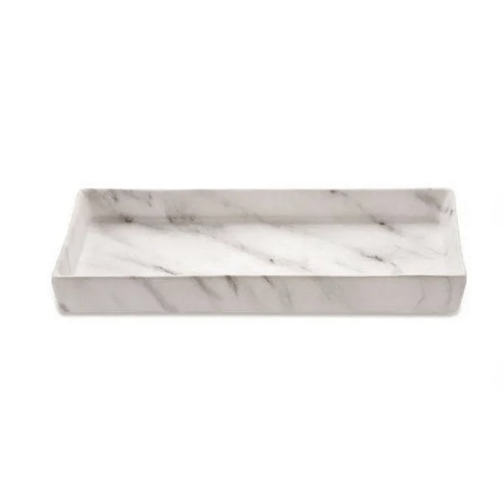 Bandeja Retangular Mármore em Cerâmica 21 x 11 cm - Ela Decora