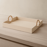 Bandeja em MDF e PU Off White 43cm