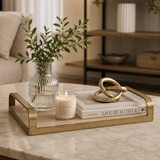 Bandeja Decorativa em MDF e Metal Champanhe 41cm