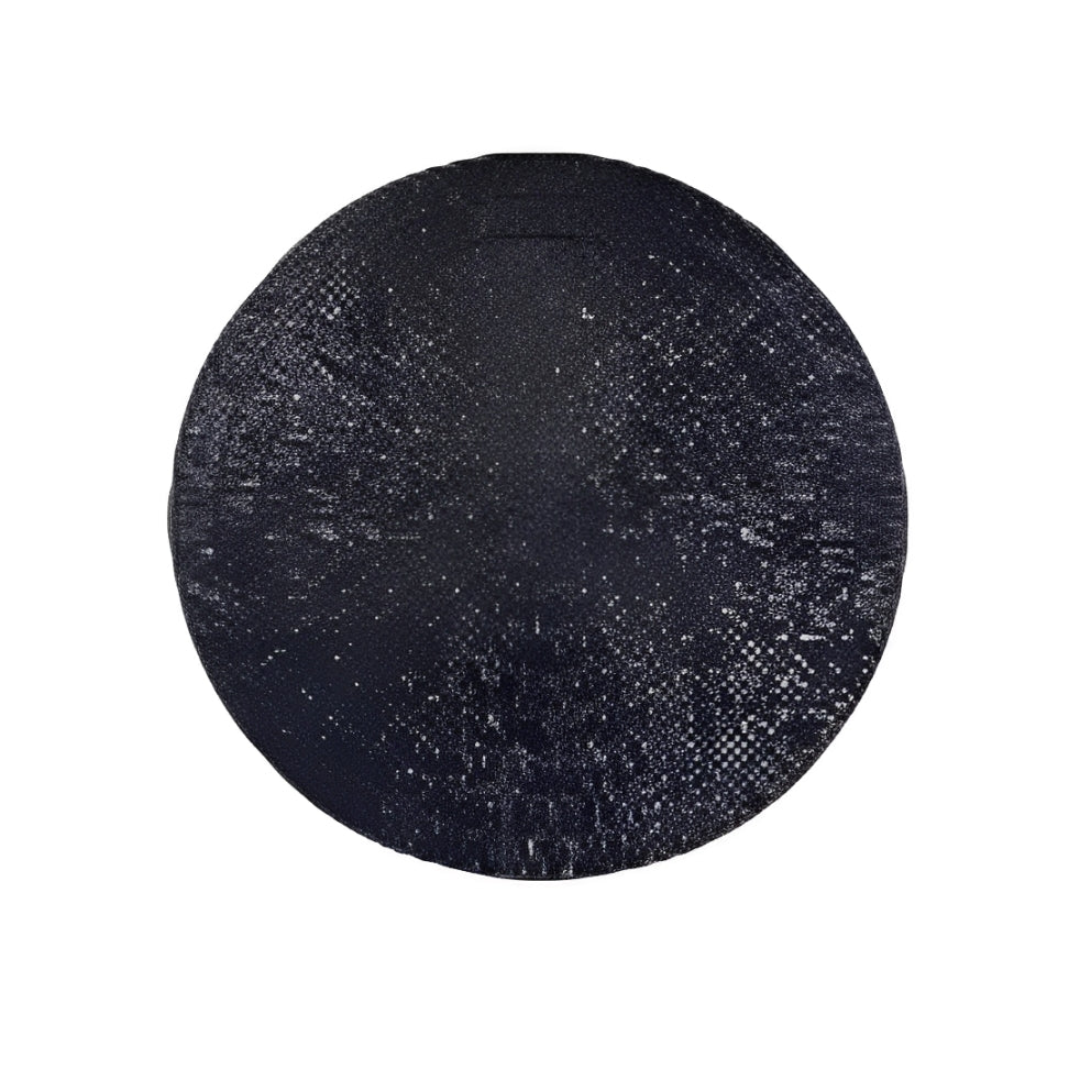 Jogo americano redondo PVC preto 38cm texturizado vista superior